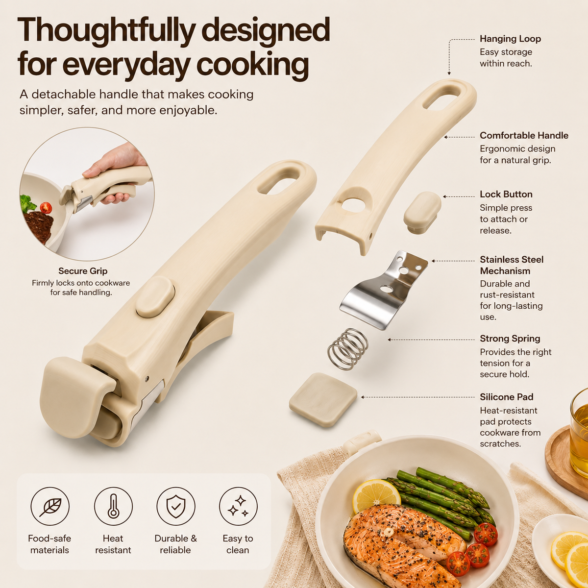 Snap Grip™ Universal Detachable Cookware Handle