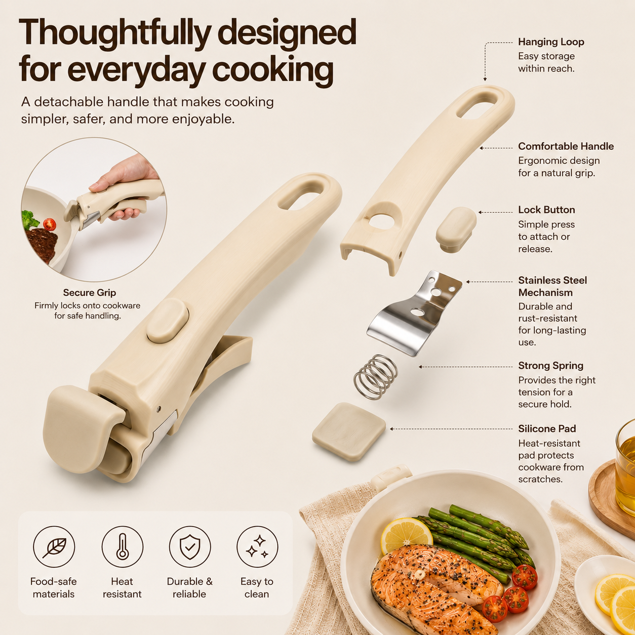 Snap Grip™ Universal Detachable Cookware Handle